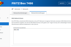 Fritz!Box router network settings showing DNS rebinding protection options